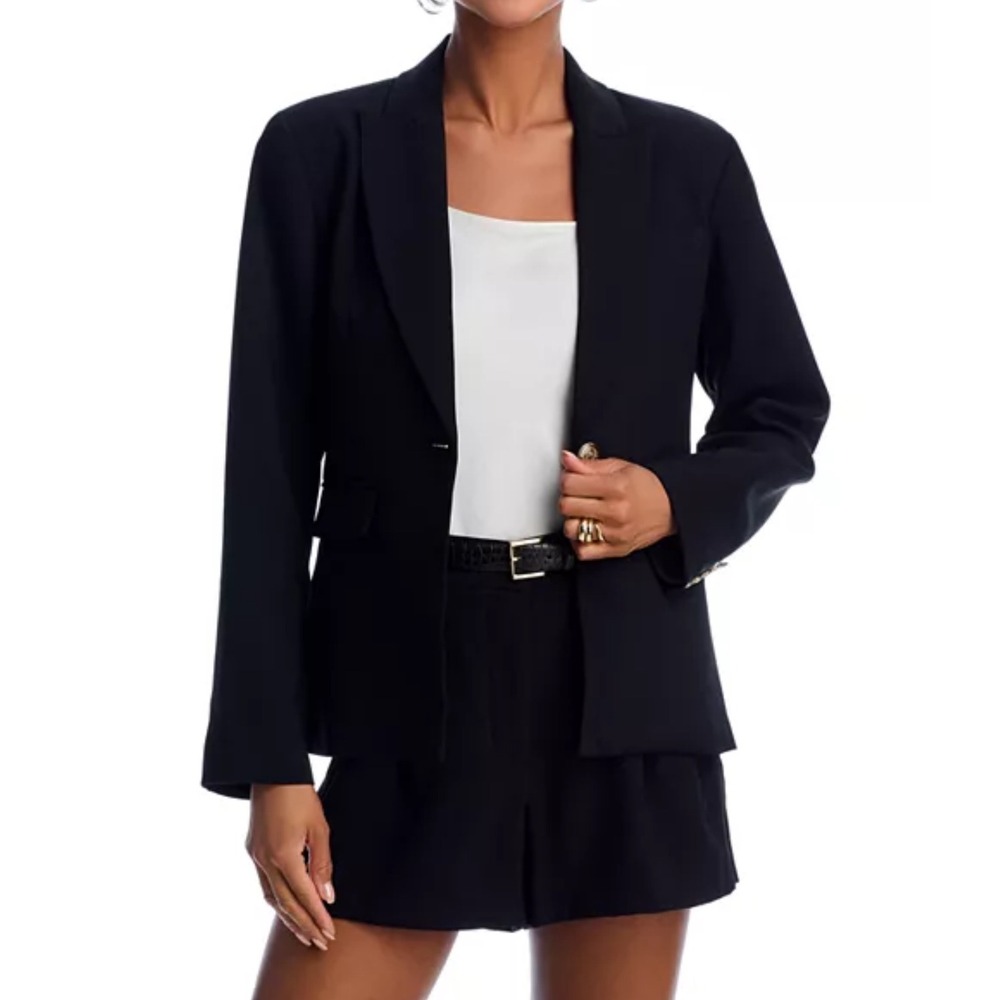 AQUA Black Blazer XS Gold Button Detail Career Office Jacket